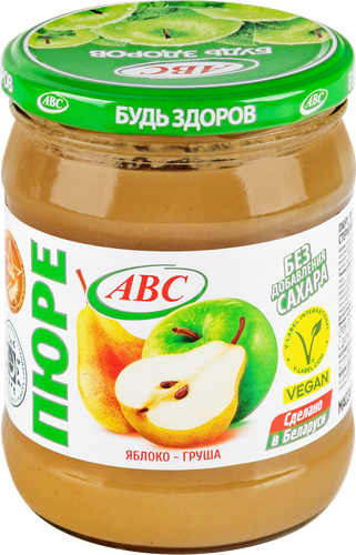Пюре фруктовое ABC Будь здоров Яблоко-груша, без сахара, 450г, изображение