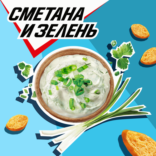 Сухарики воздушные ХРУСTEAM Багет Сметана-зелень, 100г, вид