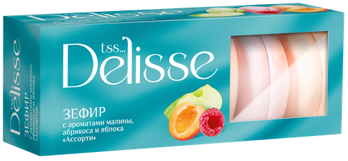 Зефир DELISSE Ассорти с ароматом малины, абрикоса и яблока, 210г, изображение
