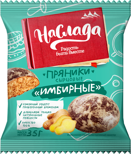 Пряники сырцовые НАСЛАДА Имбирные, 35г, вид