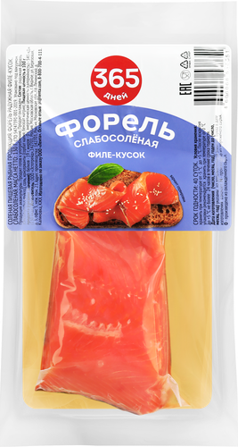 Форель слабосоленая 365 ДНЕЙ филе-кусок, 130г, изображение