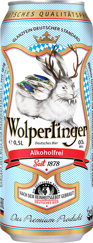 Пиво светлое безалкогольное WOLPERTINGER Alkofrei фильтрованное пастеризованное не более 0,5%, 0.5л, картинка