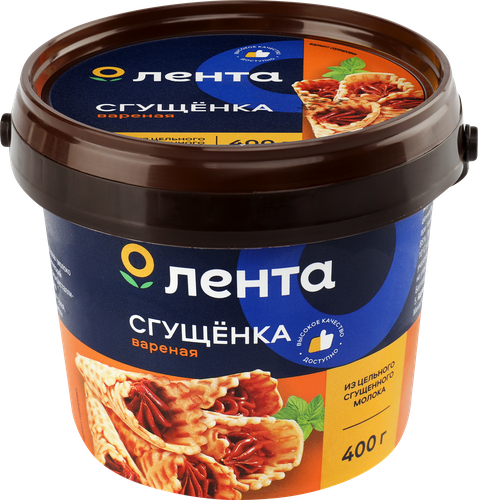 Продукт молокосодержащий ЛЕНТА Вареная сгущенка с сахаром 3%, без змж, 400г, картинка