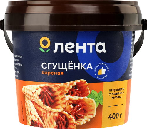 Продукт молокосодержащий ЛЕНТА Вареная сгущенка с сахаром 3%, без змж, 400г, фото