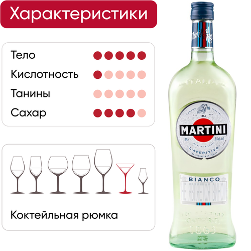 Напиток ароматизированный MARTINI Bianco белый сладкий, 1л, вид