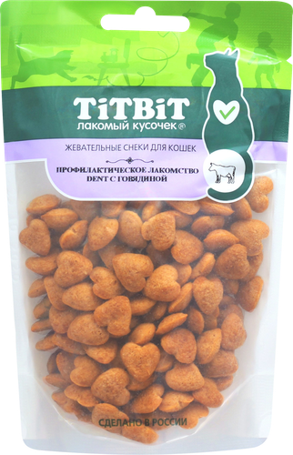 Лакомство для кошек TITBIT Dent профилактическое, жевательные&nbsp;снеки с&nbsp;говядиной, 40г, вид