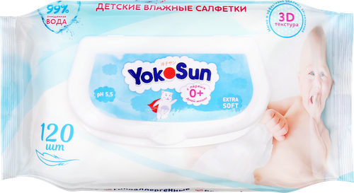 Салфетки влажные детские YOKOSUN, 120шт, фотография
