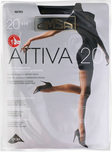 Колготки женские OMSA Attiva 20 den nero 4, изображение