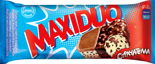 Мороженое MAXIDUO Страчателла 14,2%, без змж, сэндвич, 92г, фотография