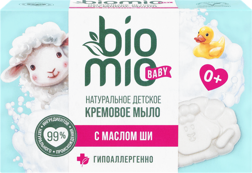 Туалетное крем-мыло детское BIOMIO BABY с маслом Ши 0+, 90г, детальное фото