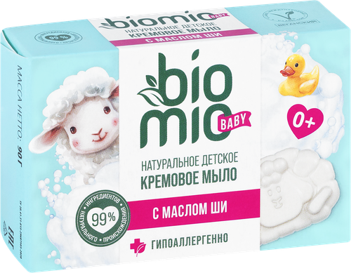 Туалетное крем-мыло детское BIOMIO BABY с маслом Ши 0+, 90г, фотография