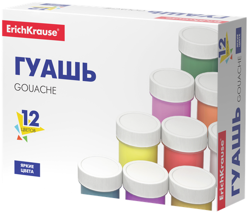 Гуашь ERICHKRAUSE Basic, 12 цветов по 17мл Арт. 50544, картинка