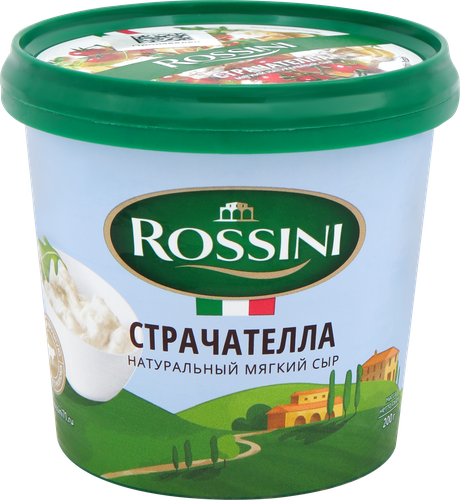 Сыр мягкий РОССИНИ Страчателла 50%, без змж, 200г, вид
