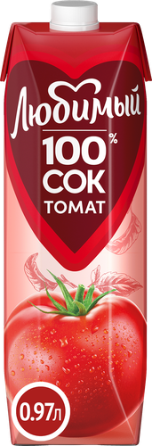 Сок ЛЮБИМЫЙ Томатный с мякотью, солью и сахаром, 0.97л, детальное фото