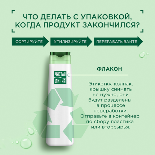 Бальзам-ополаскиватель для сухих и поврежденных волос ЧИСТАЯ ЛИНИЯ Питание и мягкость, 380мл, крупный план
