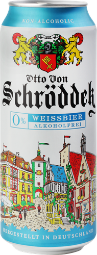 Пиво безалкогольное светлое OTTO VON SCHRODDER Weissbier пшеничное нефильтрованное пастеризованное 0,5%, 0.5л