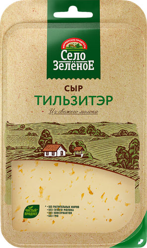 Сыр СЕЛО ЗЕЛЕНОЕ Тильзитер 50%, нарезка, без змж, 130г, фотография