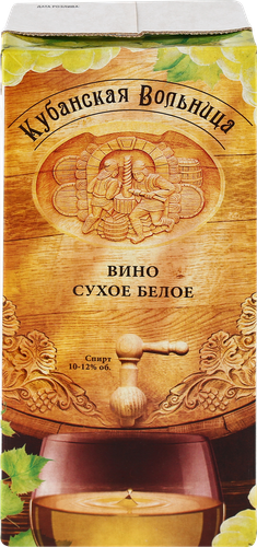 Вино КУБАНСКАЯ ВОЛЬНИЦА белое сухое, 1л, вид