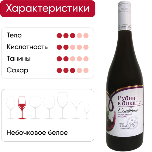 Продукция плодовая алкогольная РУБИН в БОКАЛЕ Ежевичное красное полусладкое, 0.75л, картинка