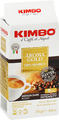 Кофе молотый KIMBO Голд 100% арабика натуральный жареный, 250г, изображение
