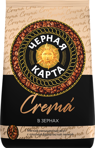 Кофе зерновой ЧЕРНАЯ КАРТА Сrema натуральный жареный, 1кг, изображение
