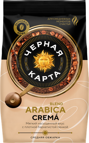 Кофе зерновой ЧЕРНАЯ КАРТА Сrema натуральный жареный, 1кг, изображение