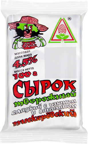 Сырок творожный МЗ ПИСКАРЕВСКИЙ с изюмом 4,5%, без змж, 100г, фотография