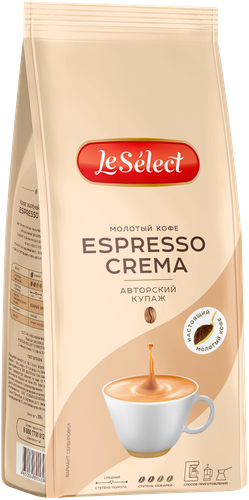 Кофе молотый LE SELECT Espresso Crema жареный, 200г, крупный план