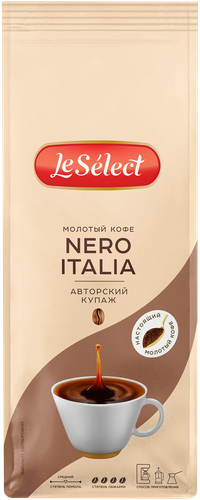 Кофе молотый LE SELECT Nero Italia натуральный, 200г, детальное фото