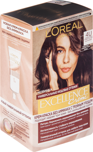 Краска для волос EXCELLENCE Creme 4U универсальный  каштановый, 192мл, вид