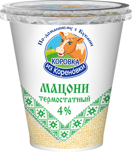 Мацони термостатный КОРОВКА ИЗ КОРЕНОВКИ Кавказский 4%, без змж, 300г, картинка
