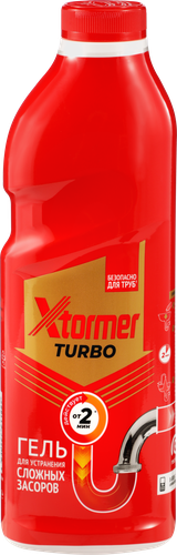 Гель для удаления засоров в канализационных трубах XTORMER Turbo, 1,11кг, крупный план