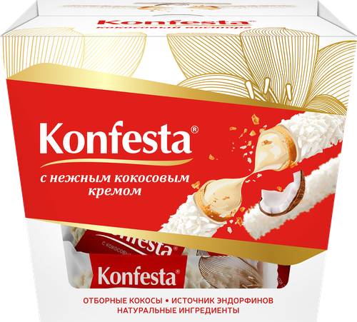 Конфеты KONFESTA Глазированные с кокосовой начинкой, 150г, вид