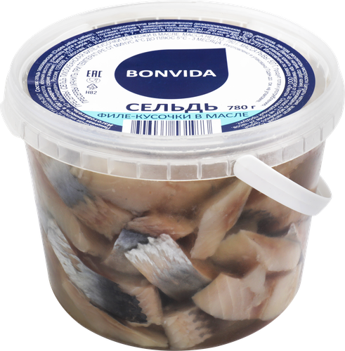 Сельдь BONVIDA филе-кусочки в масле, 780г, детальное фото