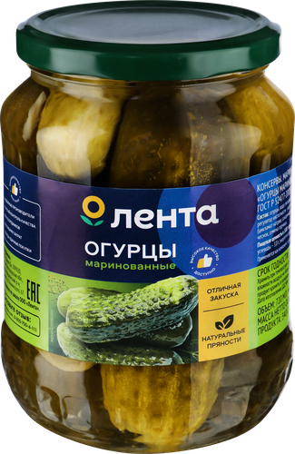 Огурцы маринованные ЛЕНТА, 720мл, вид