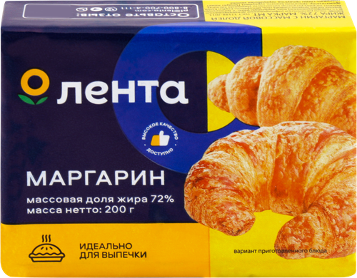 Маргарин ЛЕНТА 72%, 200г, фото