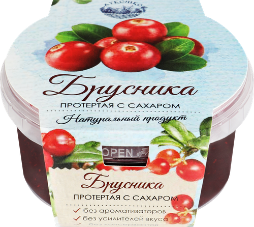 Брусника ЛУКОШКО протертая с сахаром, 200г, фотография