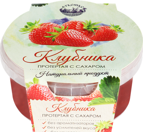 Клубника ЛУКОШКО протертая с сахаром, 200г, детальное фото