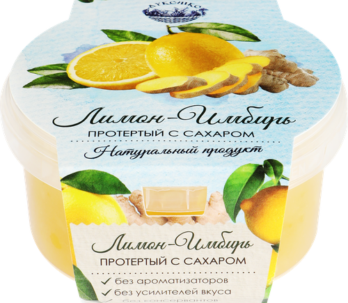 Лимон и имбирь ЛУКОШКО протертые с сахаром, 200г, изображение