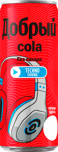 Напиток ДОБРЫЙ Cola без сахара сильногазированный, 0.33л, детальное фото