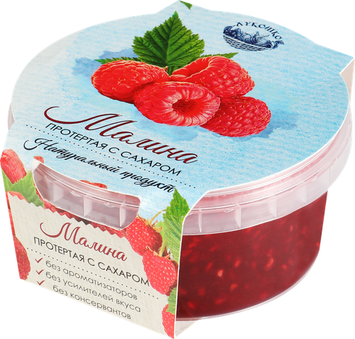 Малина ЛУКОШКО протертая с сахаром, 200г, фото
