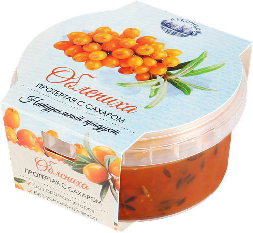 Облепиха ЛУКОШКО протертая с сахаром, 200г, изображение