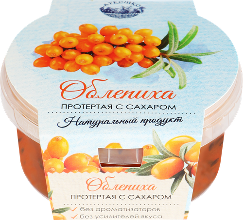 Облепиха ЛУКОШКО протертая с сахаром, 200г, детальное фото