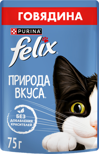 Корм влажный для взрослых кошек FELIX Природа вкуса Говядина в соусе, 75г, изображение