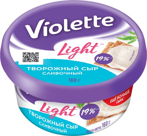 Сыр творожный КАРАТ Виоллета Light сливочный 60%, без змж, 160г, изображение