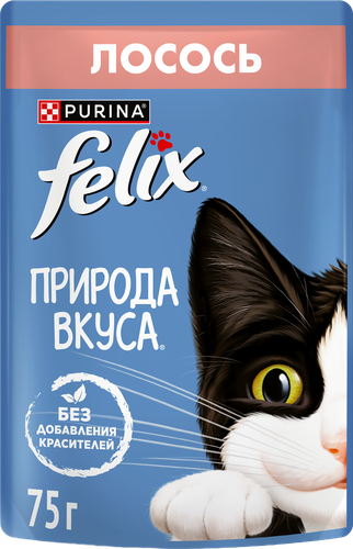 Корм влажный для взрослых кошек FELIX Природа вкуса Лосось в соусе, 75г, вид