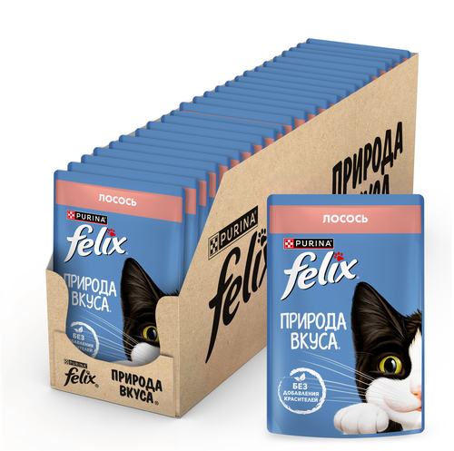Корм влажный для взрослых кошек FELIX Природа вкуса Лосось в соусе, 75г, картинка