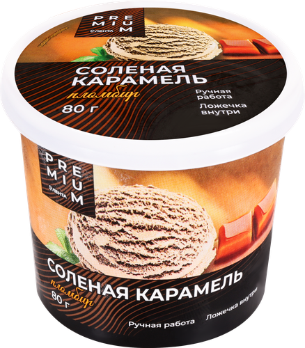 Мороженое ЛЕНТА PREMIUM Соленая карамель, пломбир 15%, без змж, 80г, изображение