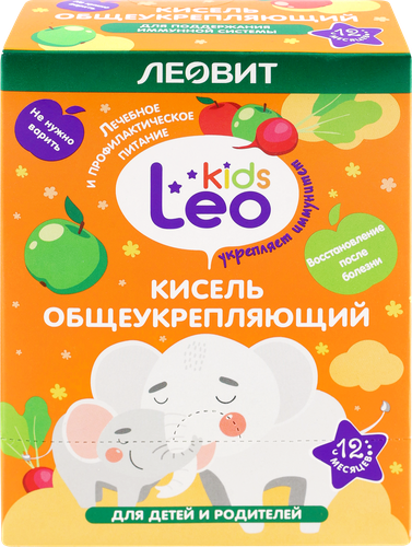Кисель ЛЕОВИТ Leo Kids, Общеукрепляющий, с 1 года, 5х12г, детальное фото