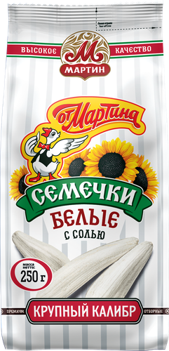 Семечки ОТ МАРТИНА белые отборные обжаренные с солью, премиум, 250г, крупный план